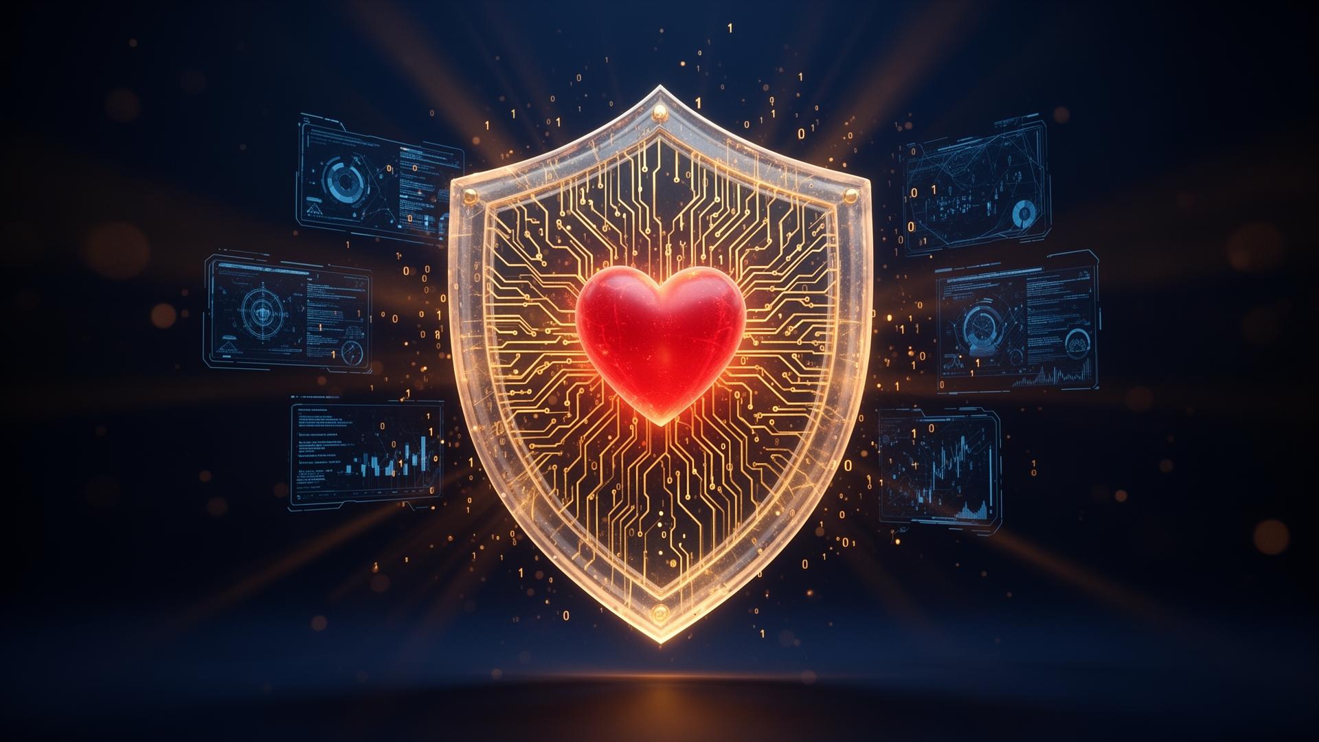 AI Guardian — glowing circuit shield protecting LOVE Coin ecosystem