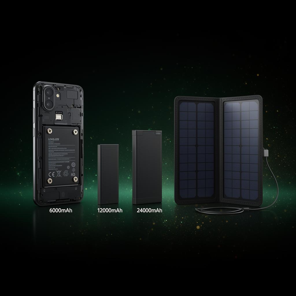 Modular battery options and foldable solar panel